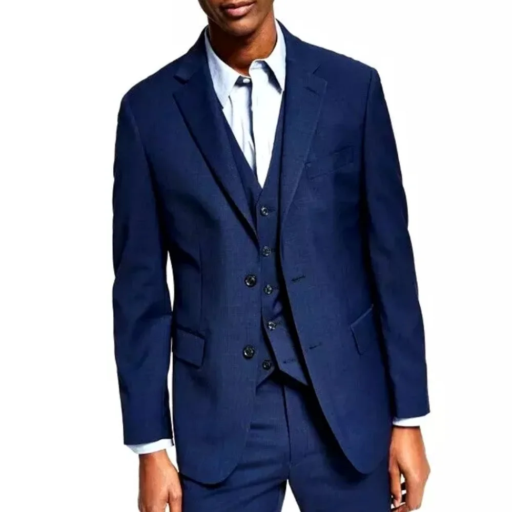 Tommy Hilfiger Men Blazer Size 41 Regular THFLEX Blue Wool Blend 2 Button Jacket